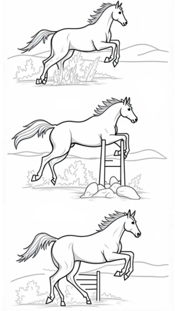 coloriage chevaux sautant